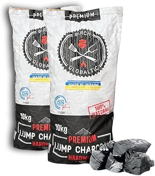 10kg Birch Lumpwood Charcoal by Globaltic - Restaurant-Grade Charcoal for BBQ, Smoking & Grilling - High Heat, Low Ash for BBQ's, Smokers 2