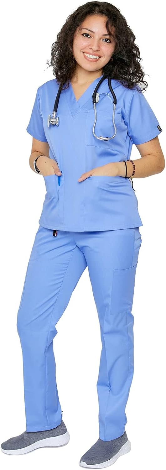 Dress A Med Women's Classic 8 Pocket Uniform Scrubs Set - Top & Pants - Image 4