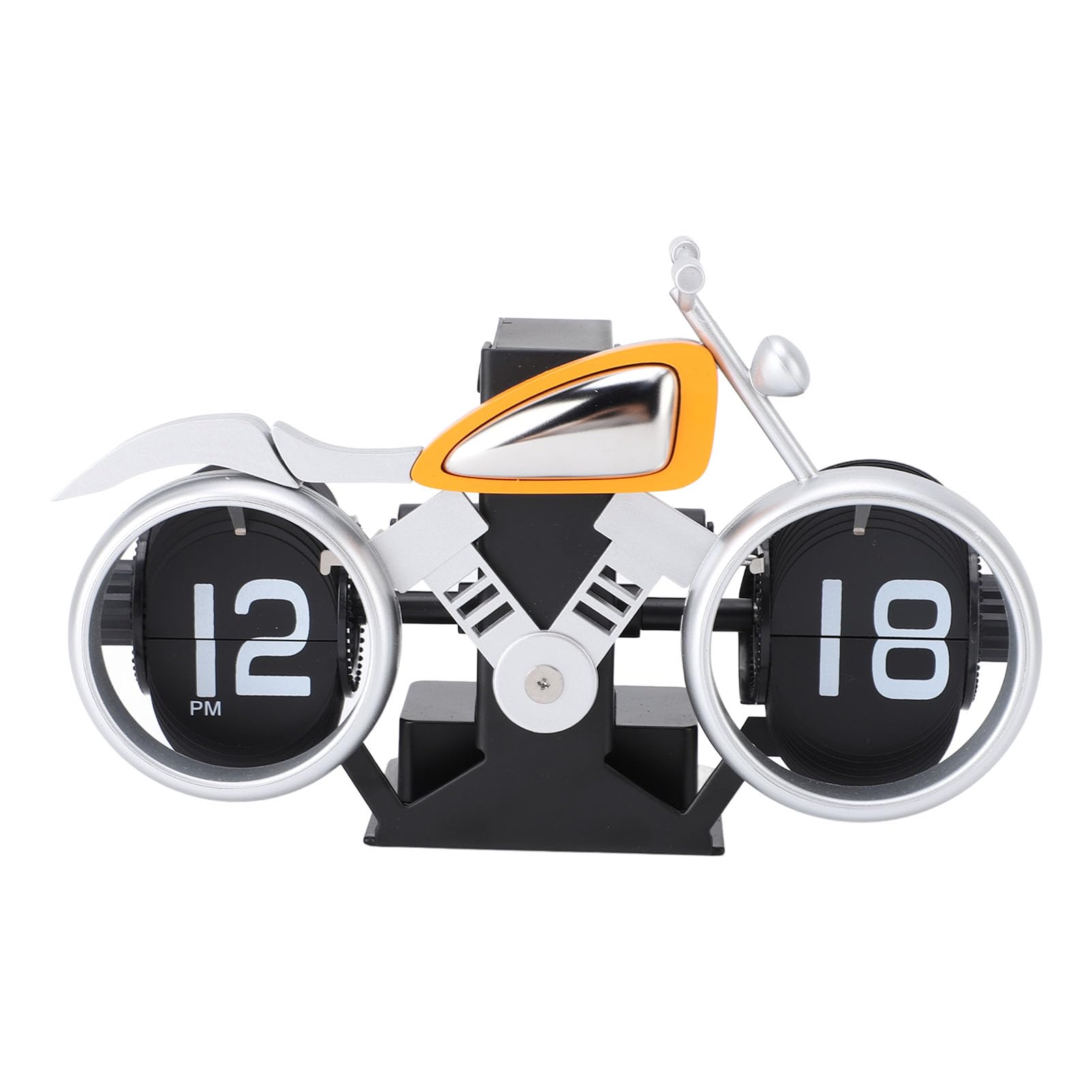 Horloge mécanique de bureau en forme de moto orange