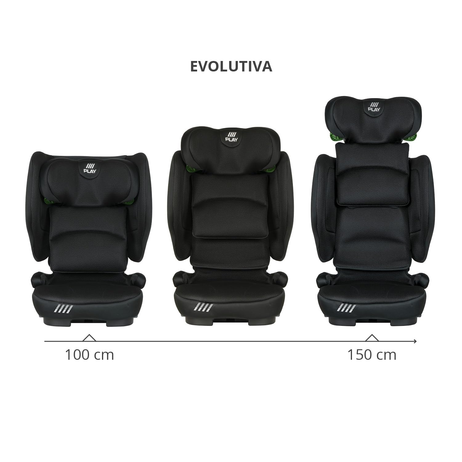 PLAY Silla de coche Two I Size con isofix, grupo 2/3 para niños de 3 a 12 años o altura 100-150 cm (Black Safe&Go)
