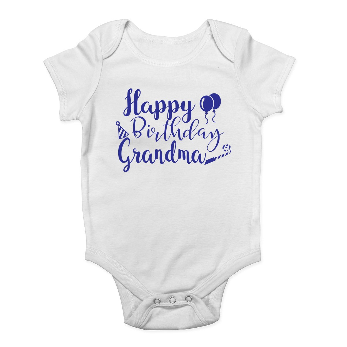 Shopagift Boys White Happy Birthday Grandma Blue Baby Vest Bodysuit