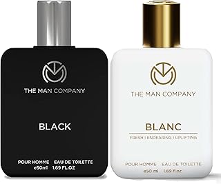 The Man Company Blanc EDT (50ml) & Black EDT (50ml) Elegant Perfume Gift Set for men | Perfume EAU DE Toillete | Premium Long Lasting Fragrance | Best Gift for Men