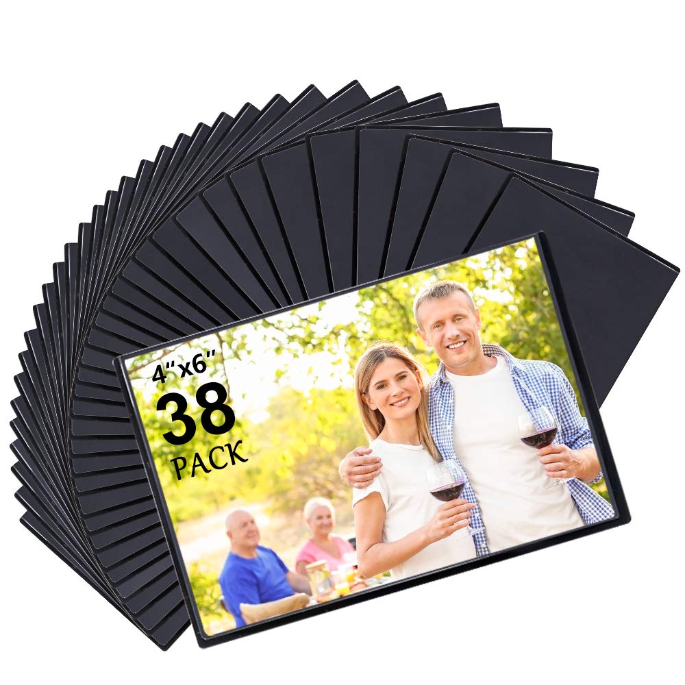 38 Pack Magnetic Picture Frames, Holds 4 x 6 Inches Photos Pictures, Black Magnetic Photo Frames with Clear Pocket for Refrigerator,Fridge, Locker, Office Cabinet
