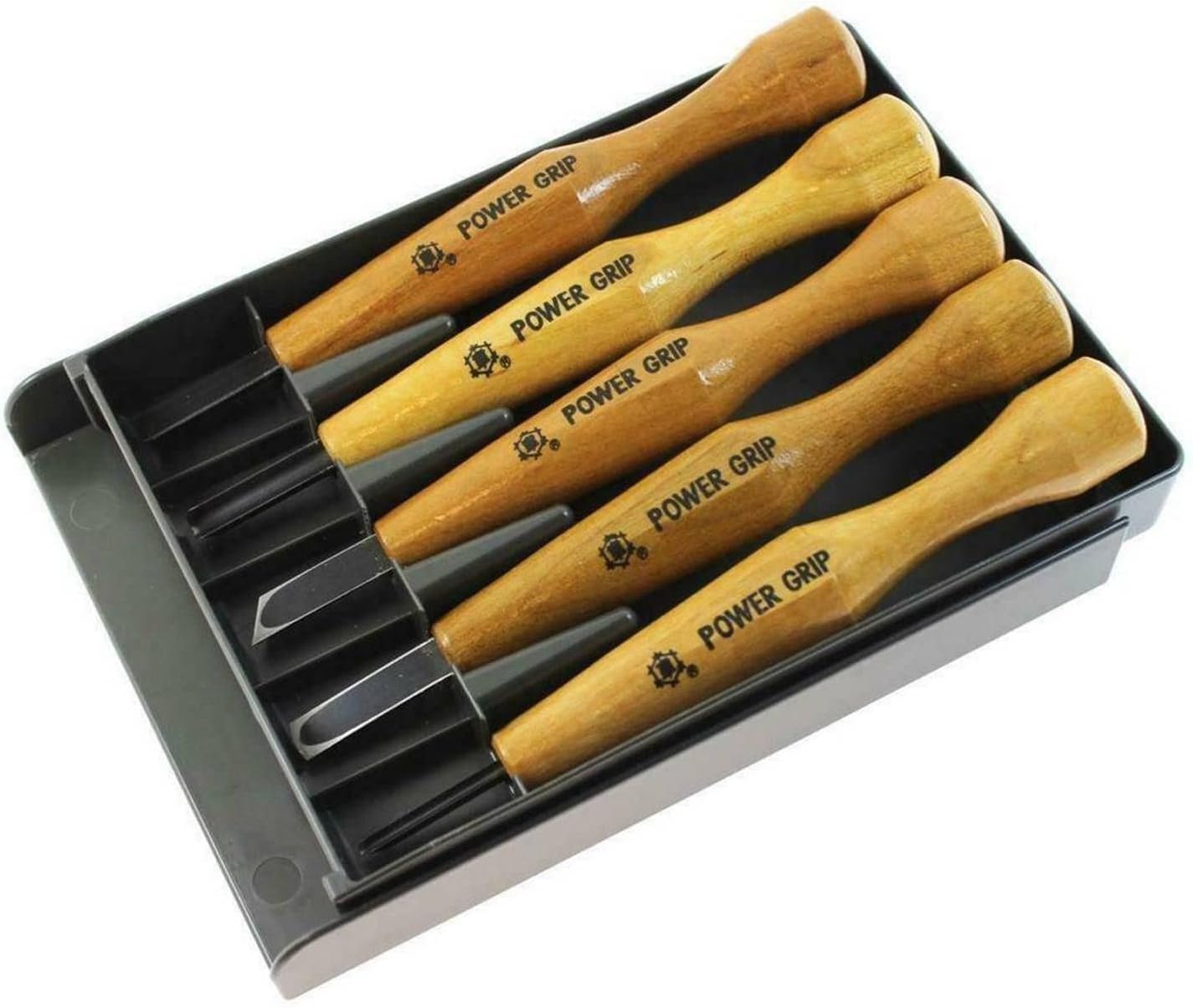 Mikisyo Power Grip Woodcarving 5-Piece Set Left Handed Gouges & Chisels Wood Carving Tool Kit, with Red Beech Wood Handles, for Woodworking (02-0159)