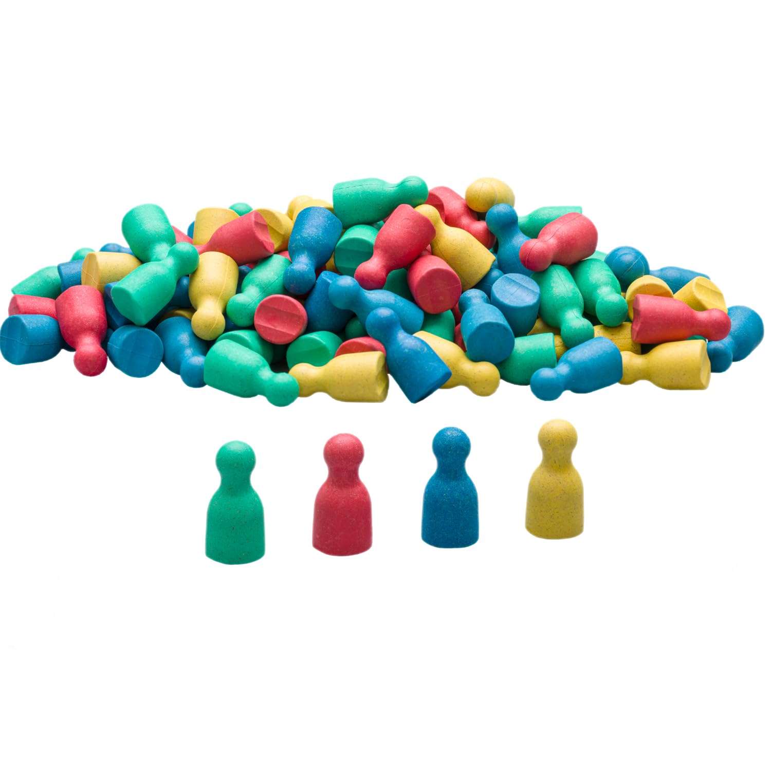 Wissner® Active Learning - Set of 100 Toy Figures/Halma cones in 4 Colours (25 Pieces Each in Red, Green, Blue, Yellow) 24 x 12 mm – RE-Wood®