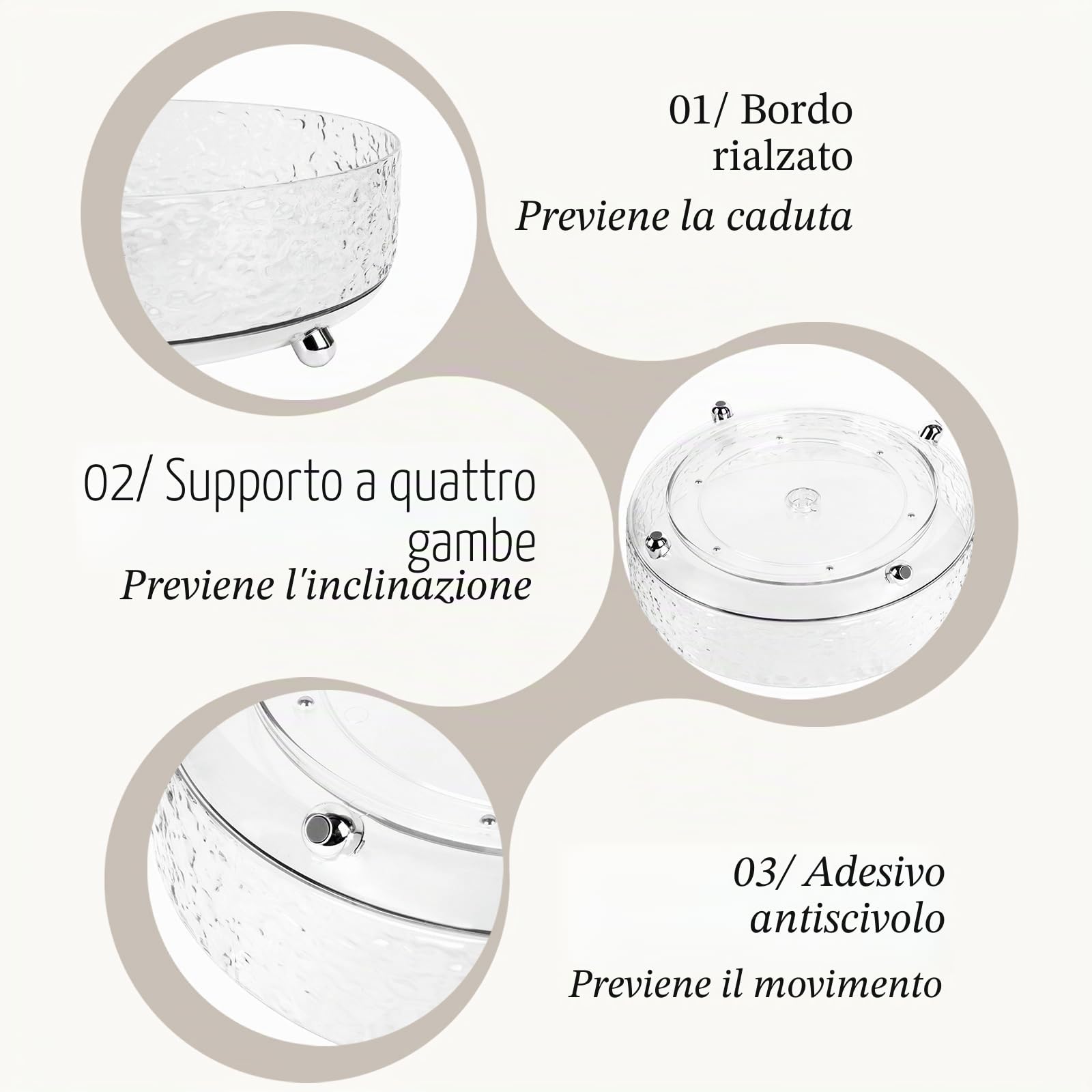 CECOLIC Lazy Susan Organizer Rotante a 360°, Vassoio Organizer per Profumi, Cosmetici e Prodotti per la Cura Della Pelle, per Toeletta, Cassettiera e Piano di Lavoro del Bagno (Trasparente)
