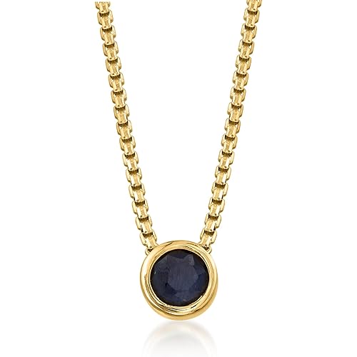 Ross-Simons 0.60 Carat Bezel-Set Sapphire Necklace in 18kt Gold Over Sterling