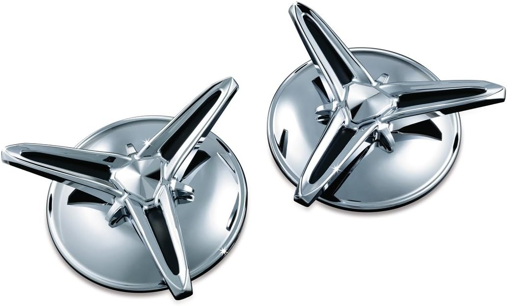 Kuryakyn 1243 Motorcycle Accent Accessory: Knock-Off Center Caps for 2009-19 Harley-Davidson Trike Motorcycles, Chrome, 1 Pair , black