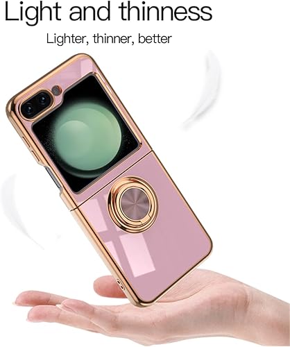 Miniatura 3 de ZOEVEES Funda para Samsung Galaxy Z Flip 5 5G, soporte de anillo de 360 incorporado, soporte magnético, borde galvanizado de lujo, cubierta