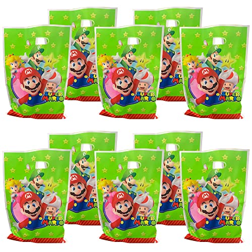 Volsha 30 bolsas de regalo con temática de Mario, bolsas de dulces para decoraciones de fiesta de cumpleaños, suministros de fiesta para niños o niñas (bolsas de fiesta 30)