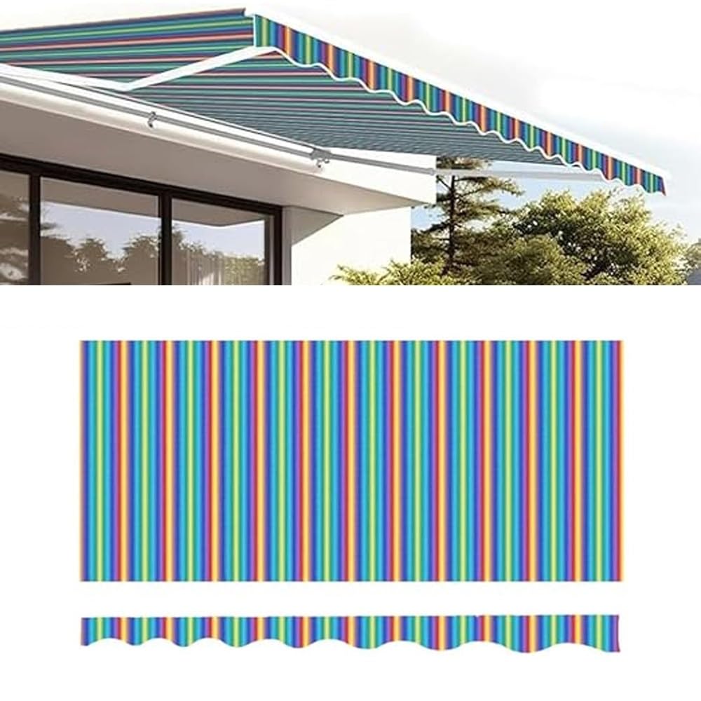 Auvent rétractable de rechange à rayures store banne extérieur 5x3.5
