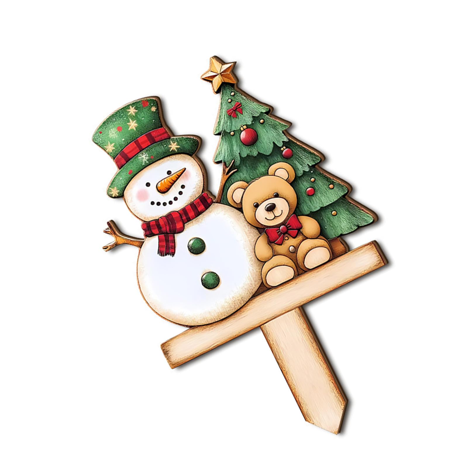 carotoe Wooden Santa Welcome Signatures Decoration Christmas Yard Stake for Festival Season Festival Outdoor Decoration