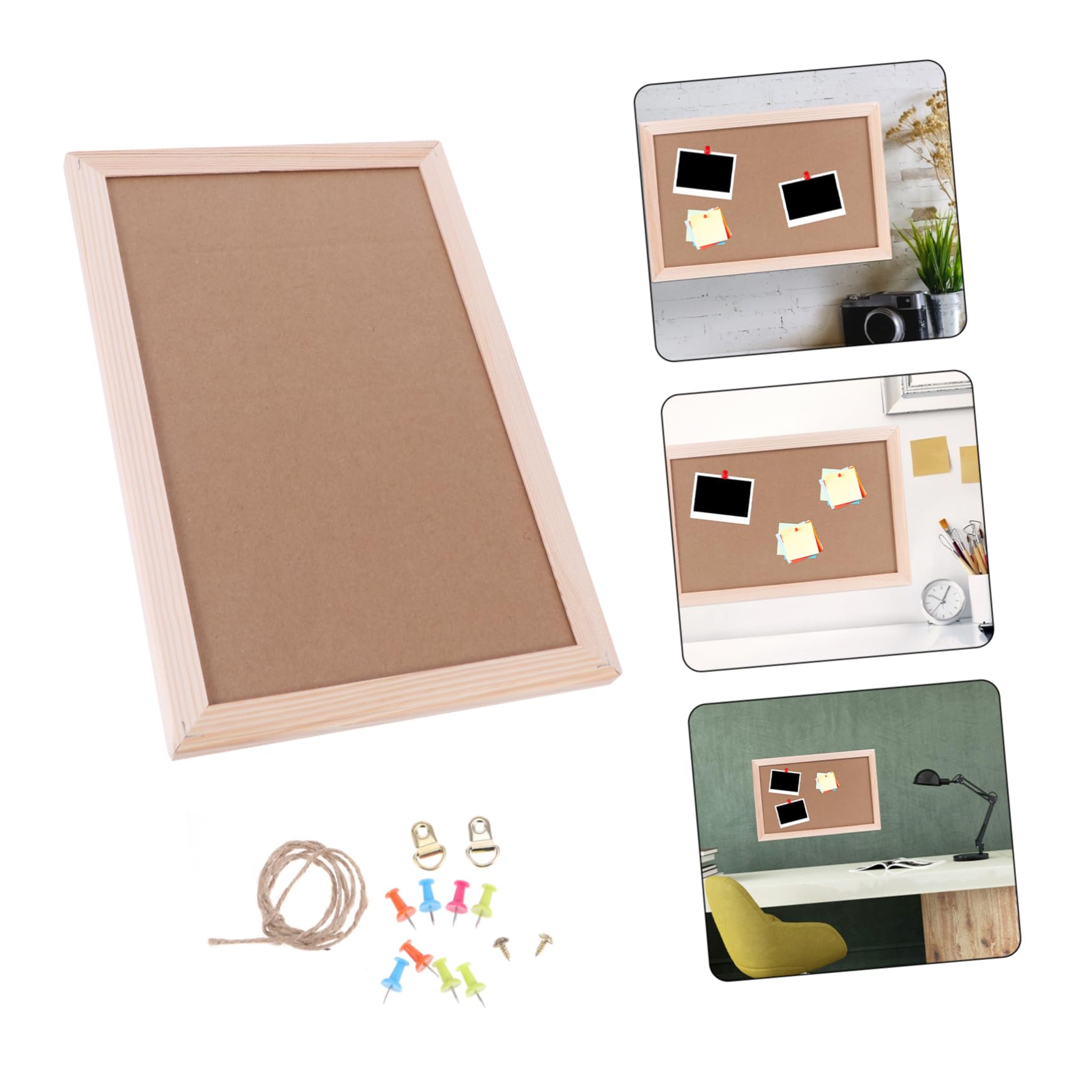Housoutil Cork Bulletin Board 20x30cm Photos Board 2pcs Wall Decorative for Home and School