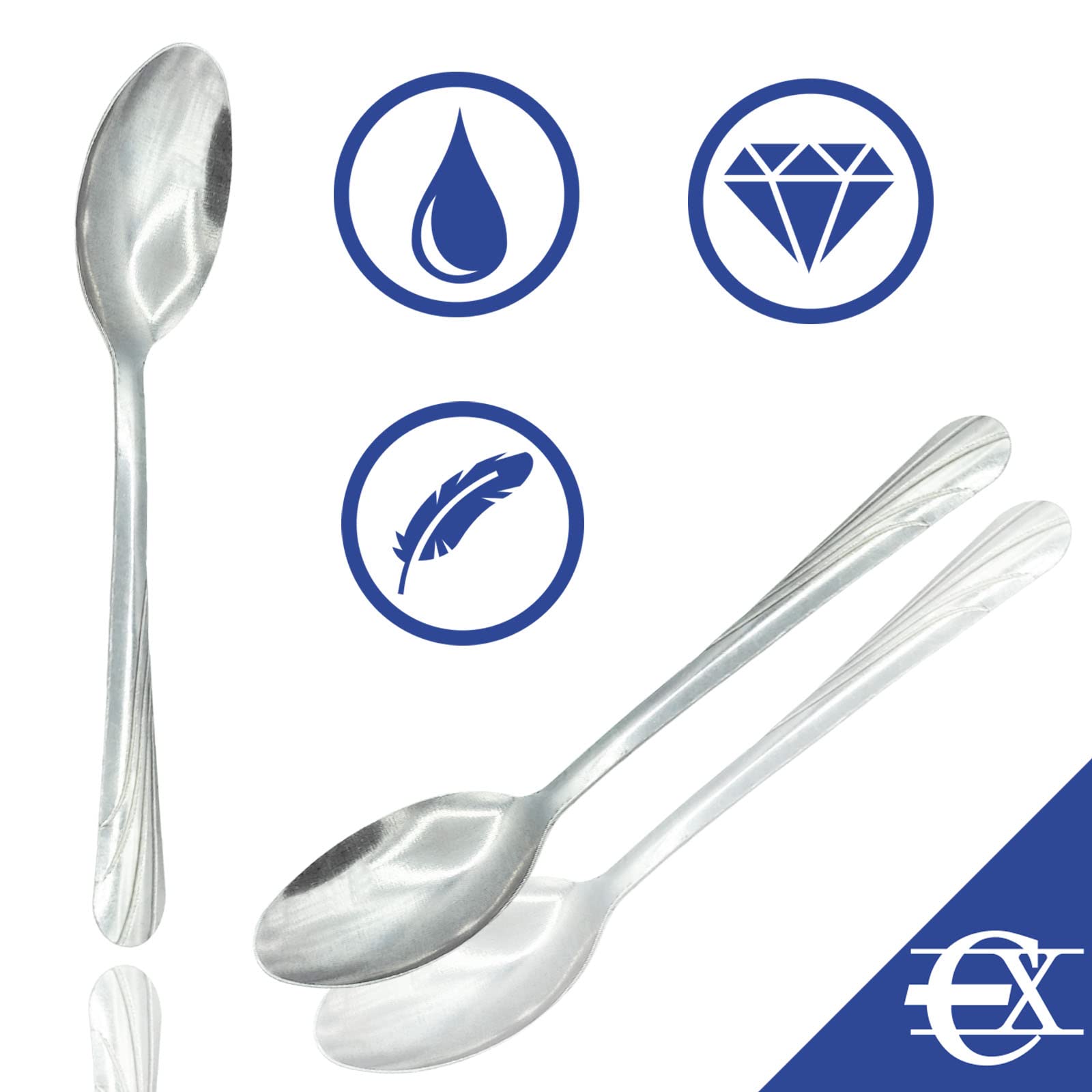 Kekow Lot de 12 cuillères à soupe rondes en acier inoxydable