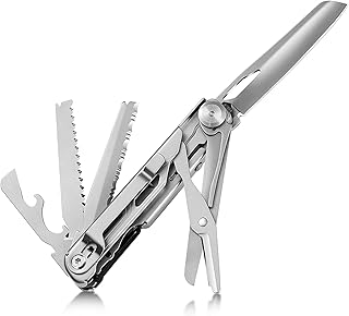 Multitool Pocket Knife with Belt Clip, First Aid Scissors, Saw, Escape Hammer, Bottle Opener, Sickle, EDC Multitool for Outdoor Camping Hiking