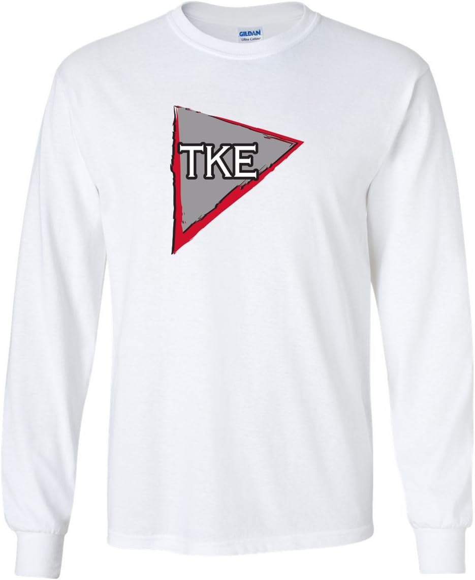 Tau Kappa Epsilon Long Sleeve T-Shirt - TKE Color 'Painted' Logo (Medium, White)