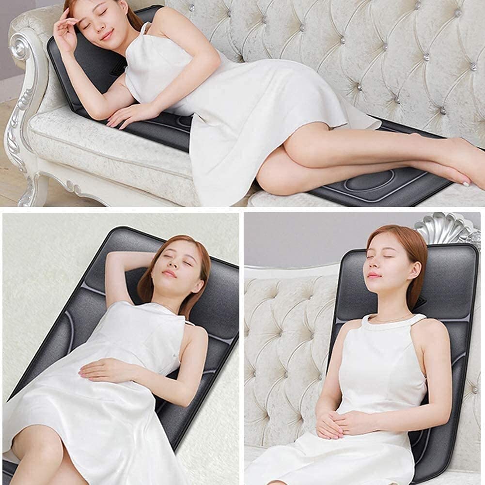Esterilla de masaje vibratoria para cuerpo completo, colchón de masaje vibratorio con 10 motores, masajeador para cuello y espalda, almohadilla térmica para aliviar el dolor y la relajación de lo