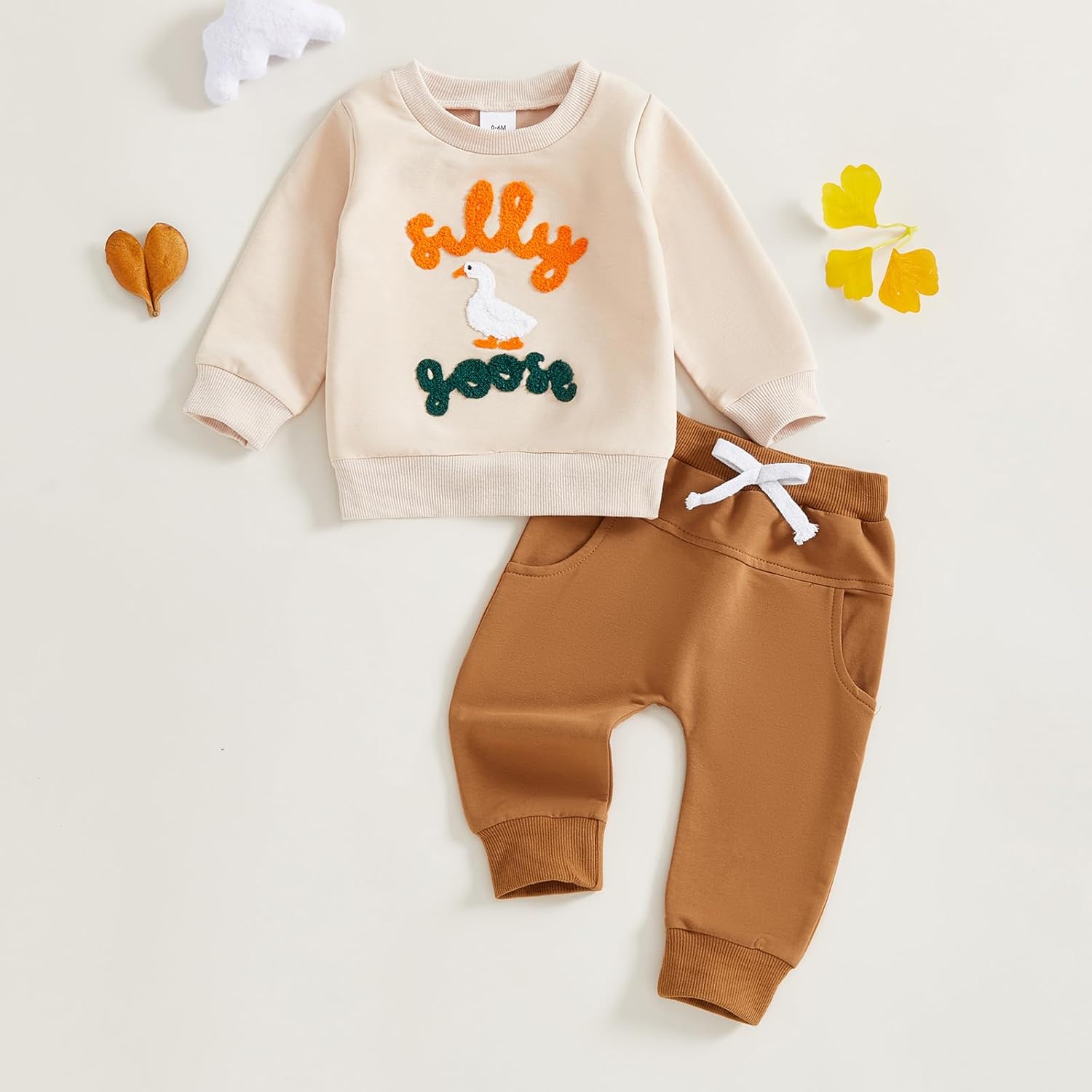 Toddler Baby Boy Fall Winter Clothes Silly Goose Long Sleeve Sweatshirt Jogger Pants Set 2Pcs Cute Clothing - Image 3
