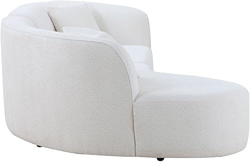 Miniatura 9 de Juego de 2 piezas moderno sofá curvado de tela Boucle con marco de madera maciza, acolchado de alta resistencia y cuatro cojines, perfecto para sala