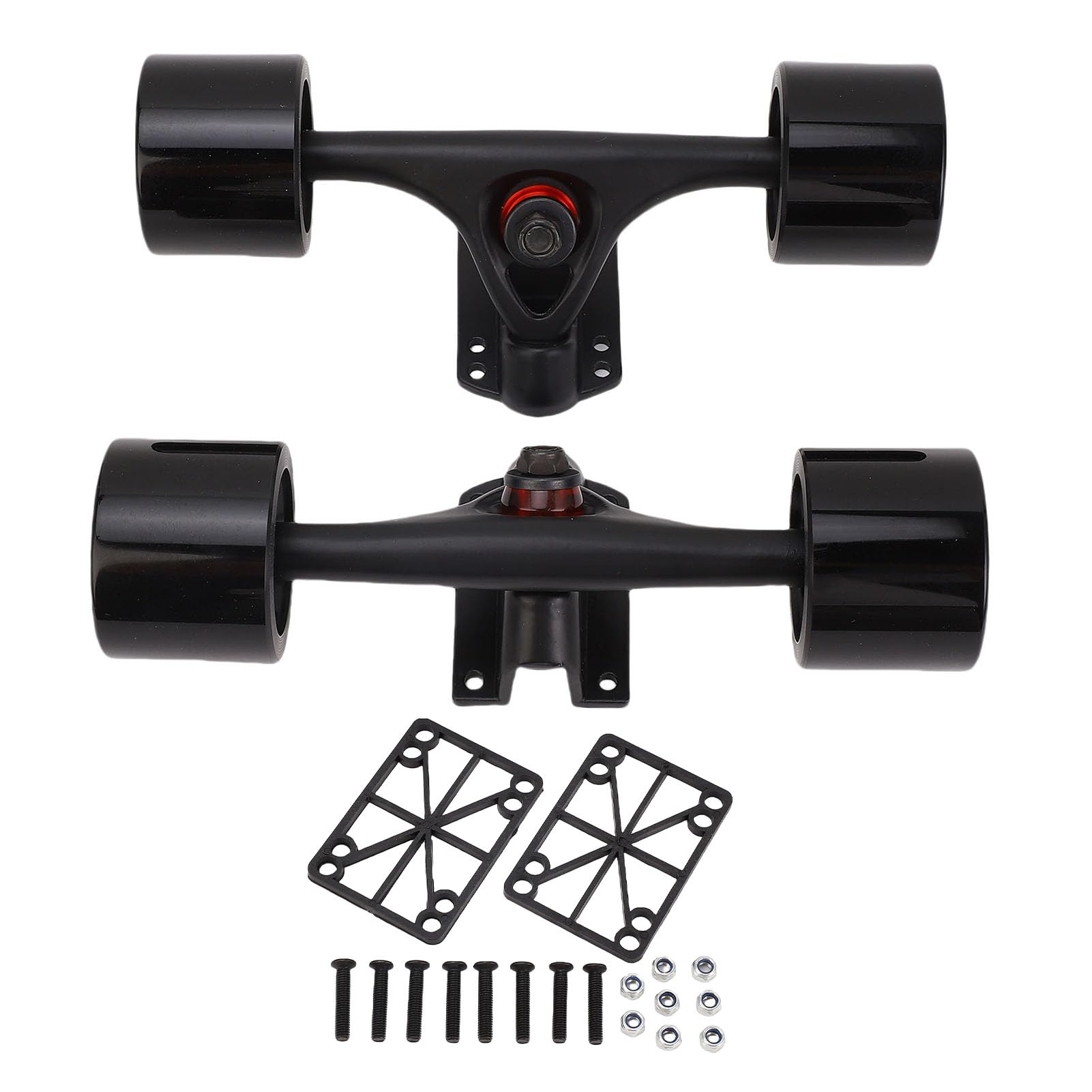 17,8 cm (7 Zoll) Skateboard-Achsen aus Aluminiumlegierung mit 65 x 51 mm Premium-Rädern-Set, Longboard-Achsen, Rollen, Kombi-Set