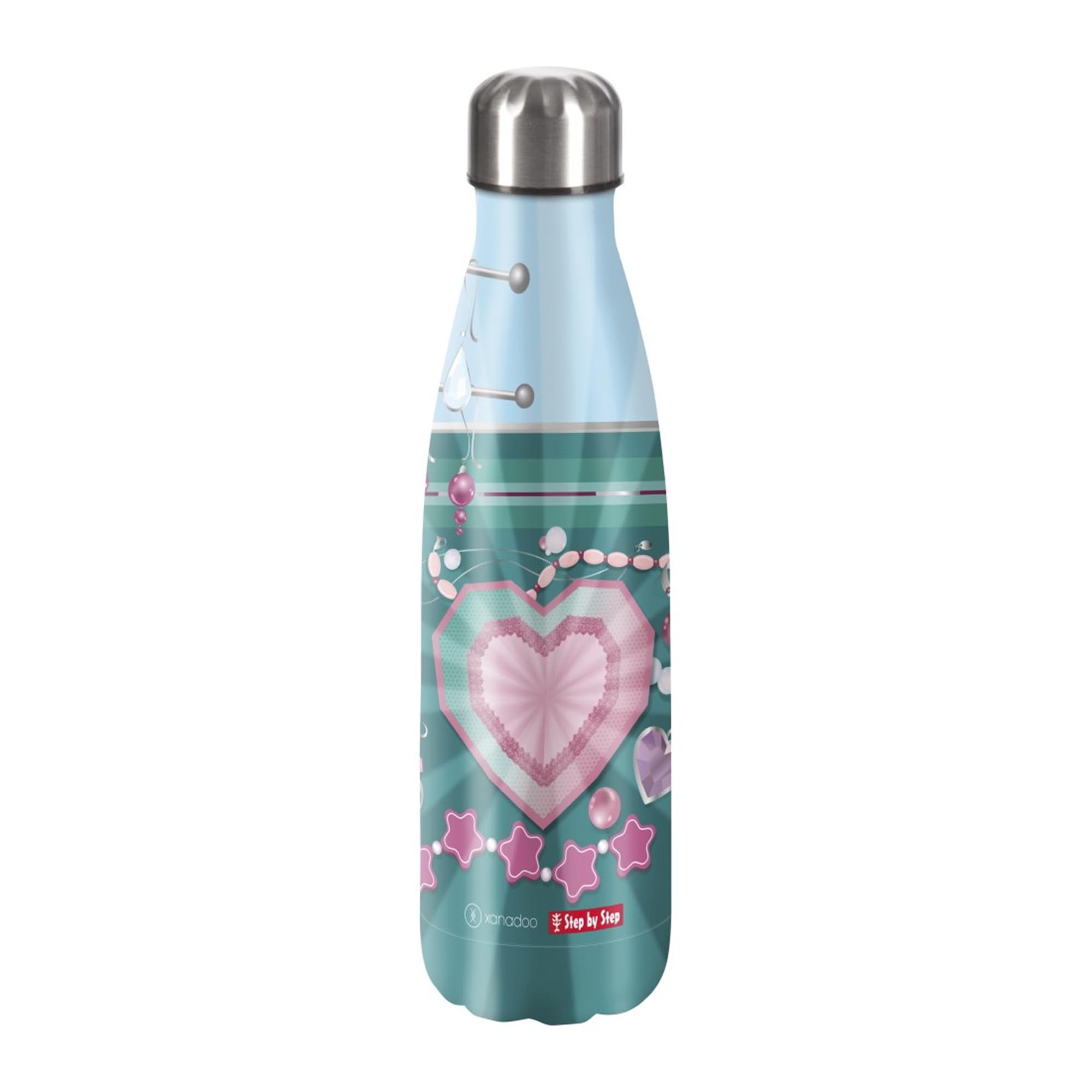 Bouteille d'eau Step by Step pour l'école gourde isotherme inox enfant paillettes multicolores