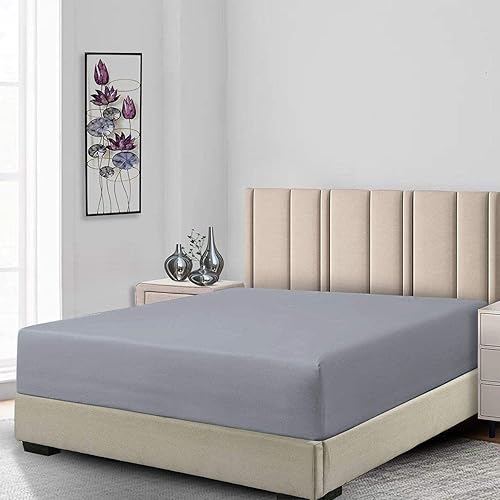 Miniatura 5 de Sábanas bajeras, 650 hilos con bolsillos (7-10 pulgadas), perfectas para colchones de perfil bajo, mezcla de algodón (tamaño matrimonial, blanco