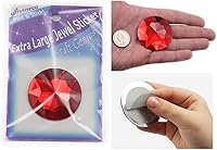 Vista 2 de Allstarco Joyas redondas autoadhesivas extra grandes de 1.969 in, diamantes de imitación acrílicos para cosplay, 2 piezas, Plástico Plata Acrílico