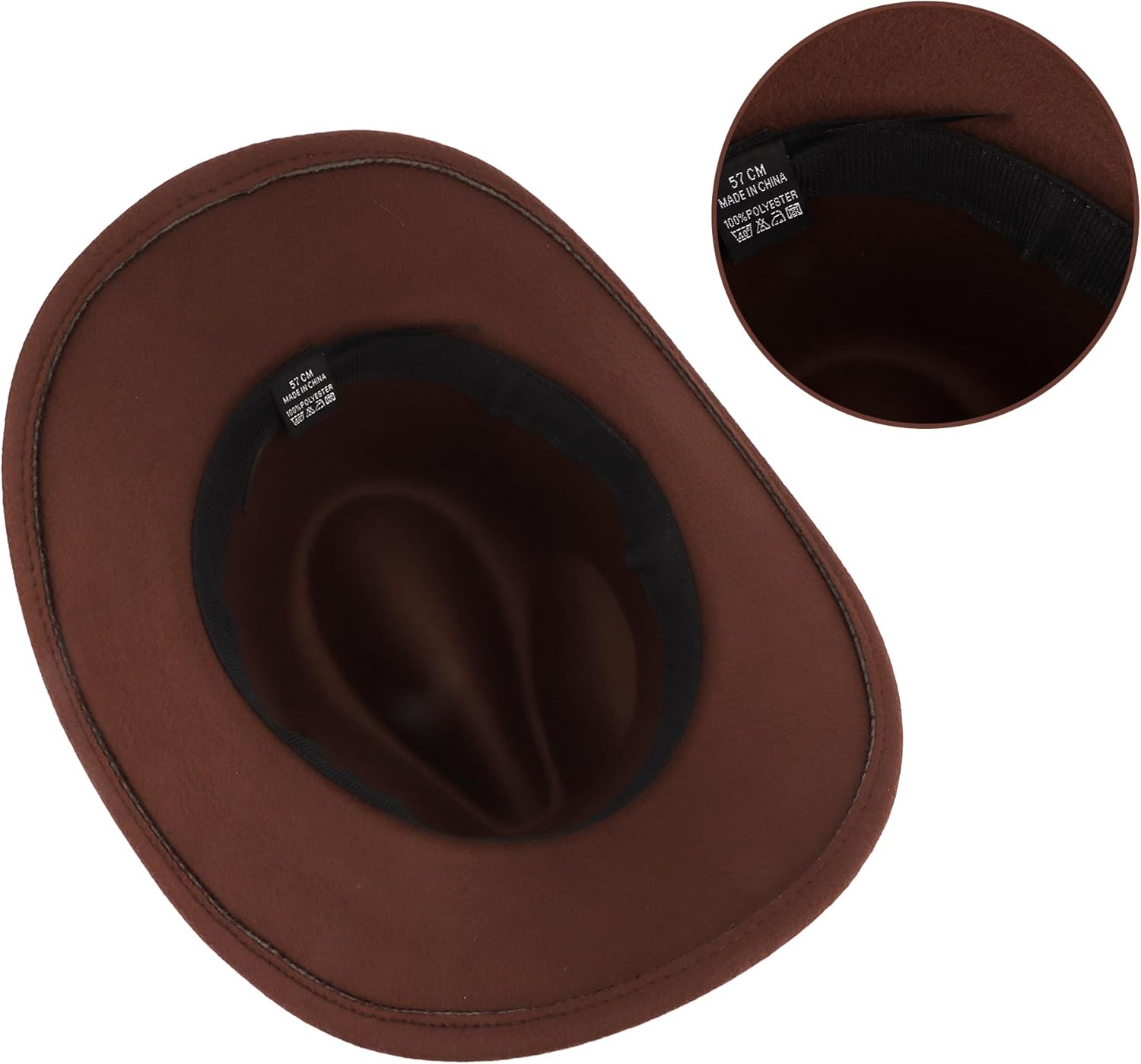 2 Pack Cowboy Hats for Women and Men Western Cowgirl Classic Felt Wide Brim Costume Hat Wide Breathable Hats Black and Brown - Image 5