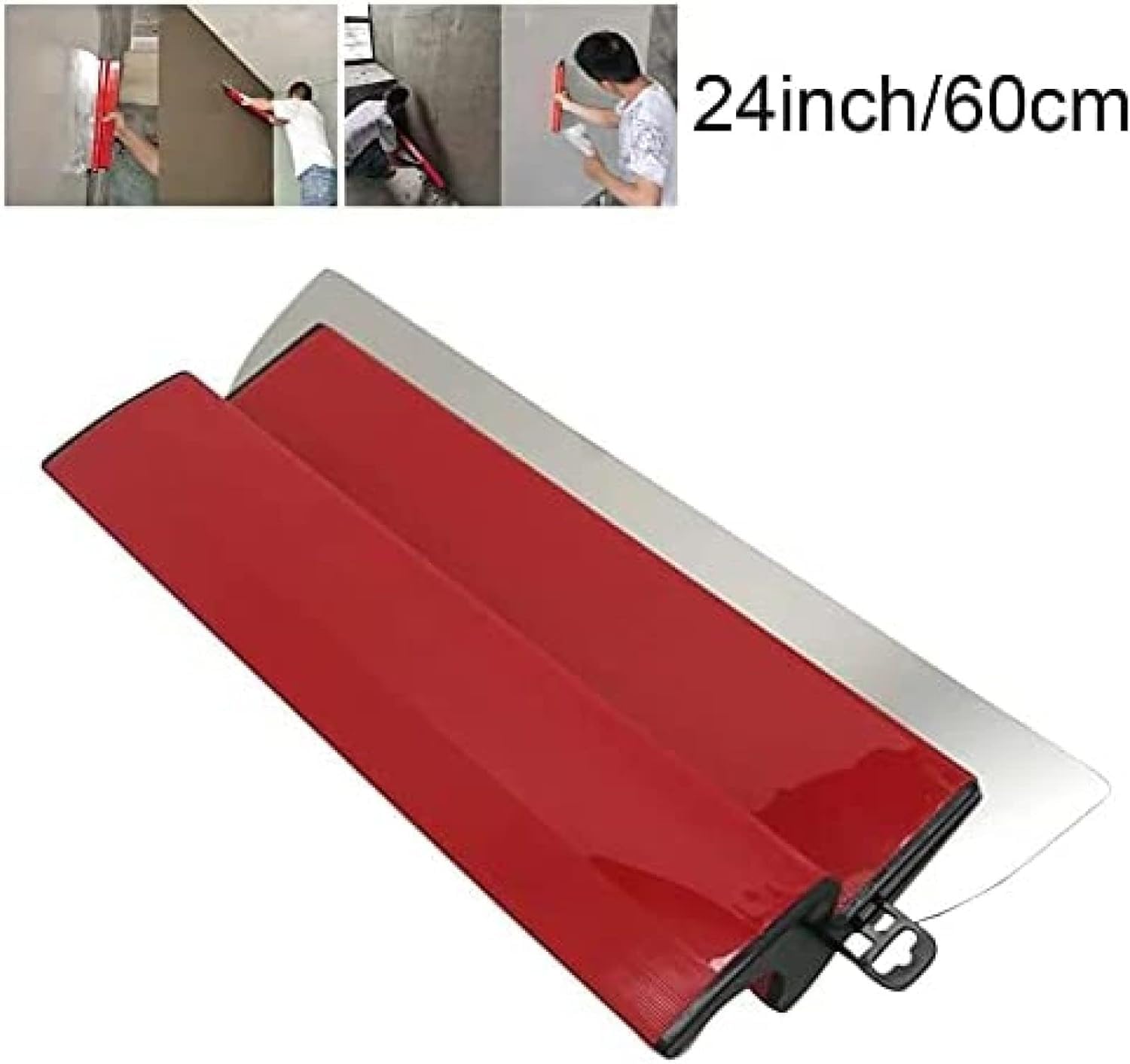 Outil De Lissage De Cloisons Sèches Couteau à Mastic en Acier Inoxydable Peinture Finition Lames D’écrémage Outils De Plâtrage Mural Poignée Cloison Sèche pour Cloison, 60CM