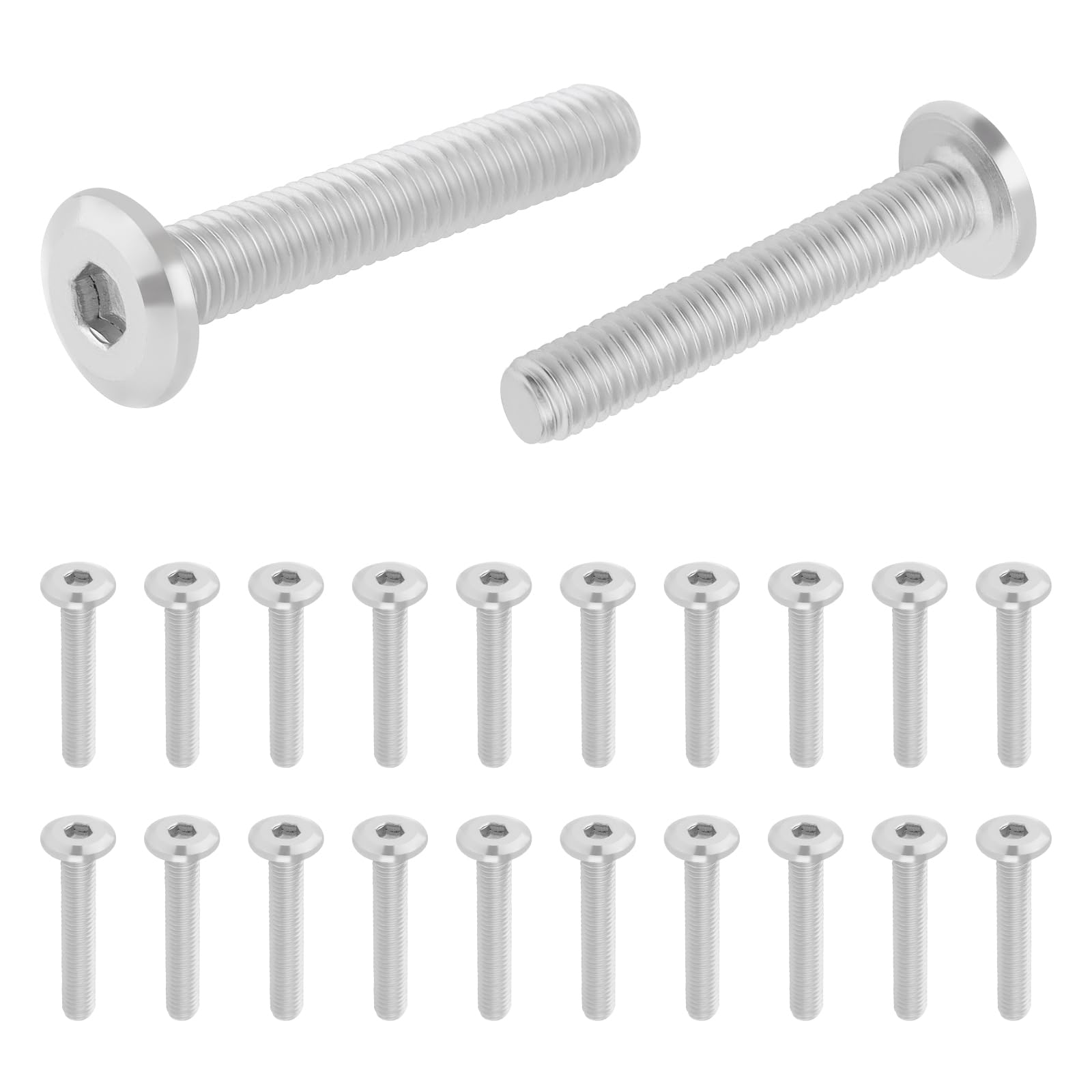Smgda 20Pcs M6 x 35mm Flat Head Hex Socket Cap Screws Bolts, 304 Stainless Steel Furniture Connector Bolt, Allen Hex Drive
