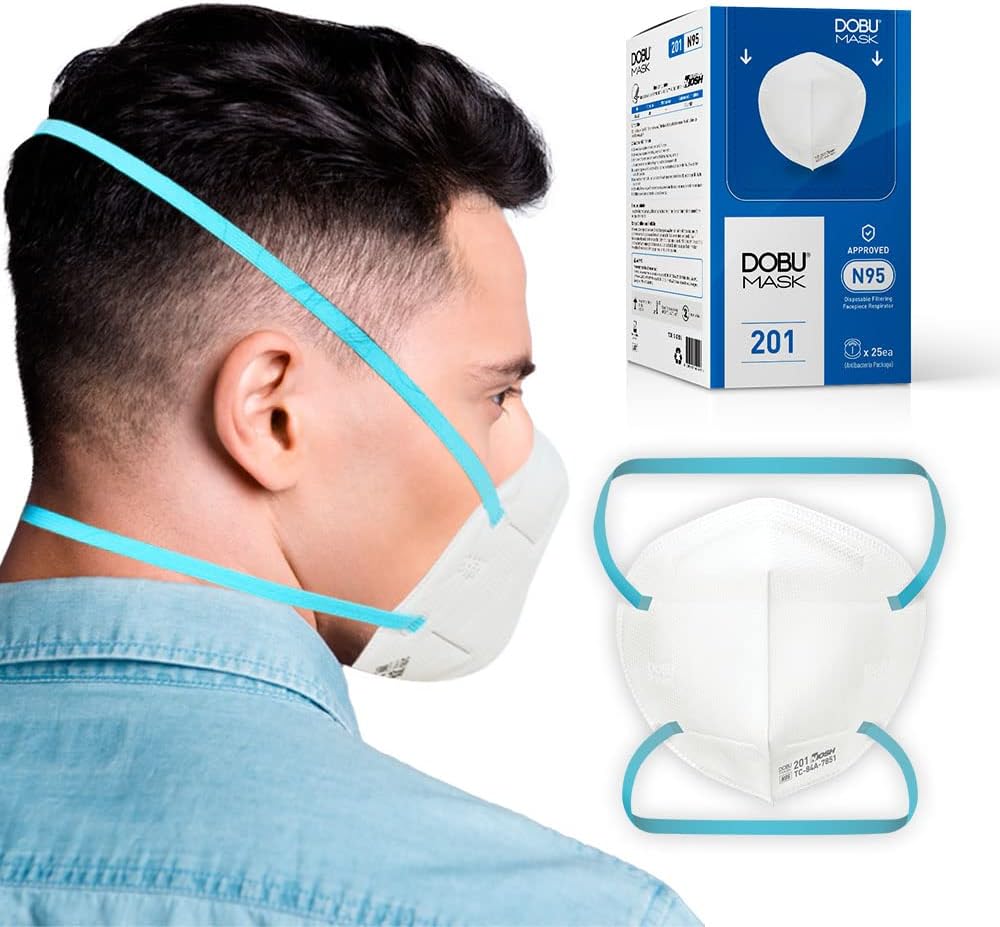 2D N95 Mask Respirator Mask | Face Mask Medium - Large Size N95 Face Masks | Dust Mask N95 Masks Disposable Face Masks Model 201 (Box of 25)