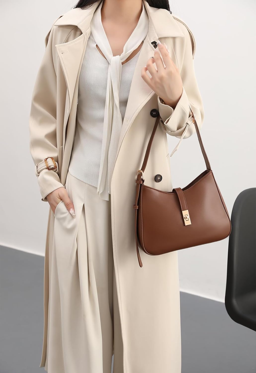 NIUEIMEE ZHOU Shoulder Bag for Women Retro Vegan Leather Hobo Tote HandBag Underarm Purses with Adjustable Strap