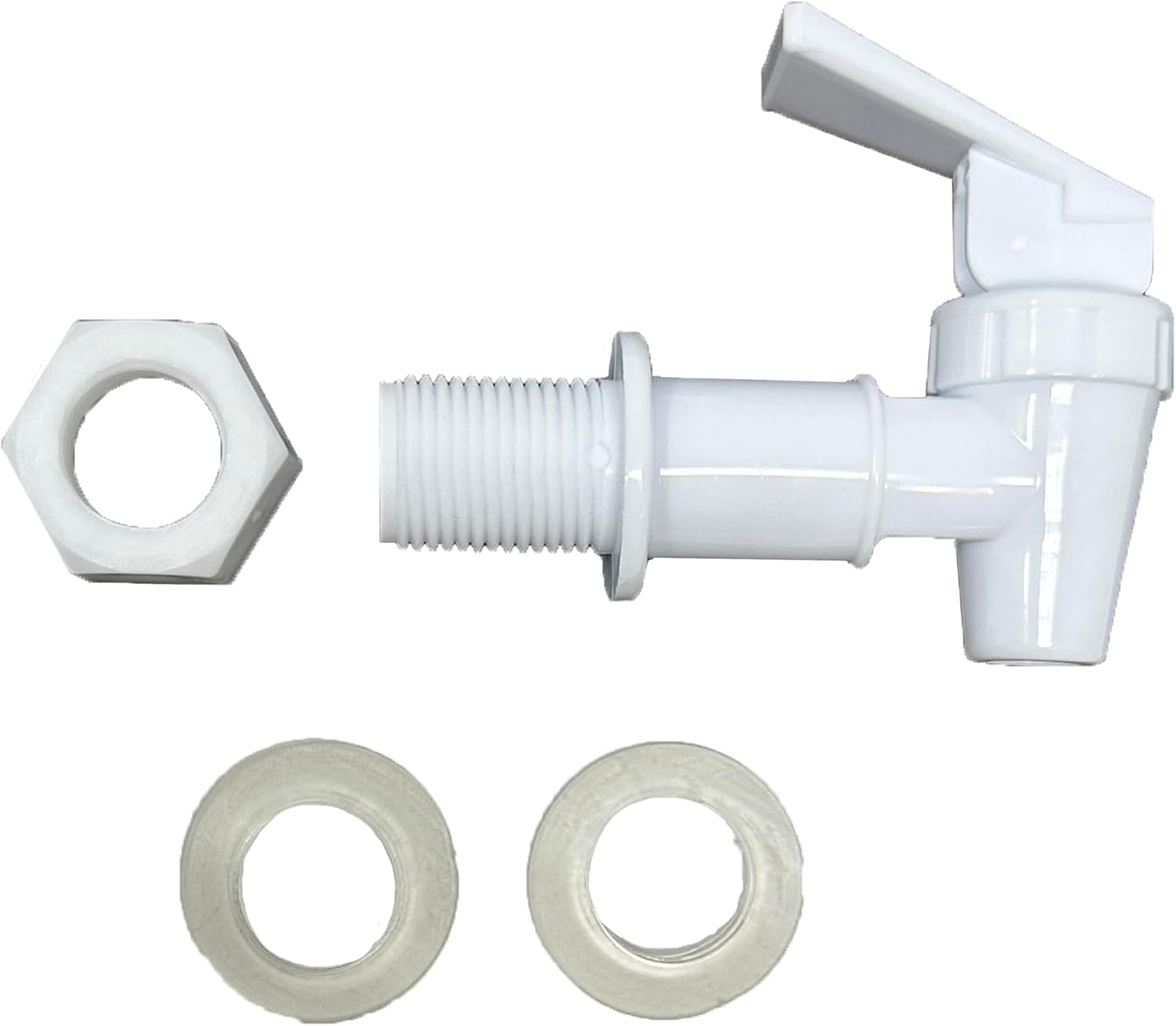 Water dispenser replacement spigot,- White Male connector, free flow, for iced tea brewers, faucet, cold beverage dispenser, Llave Para Garrafon