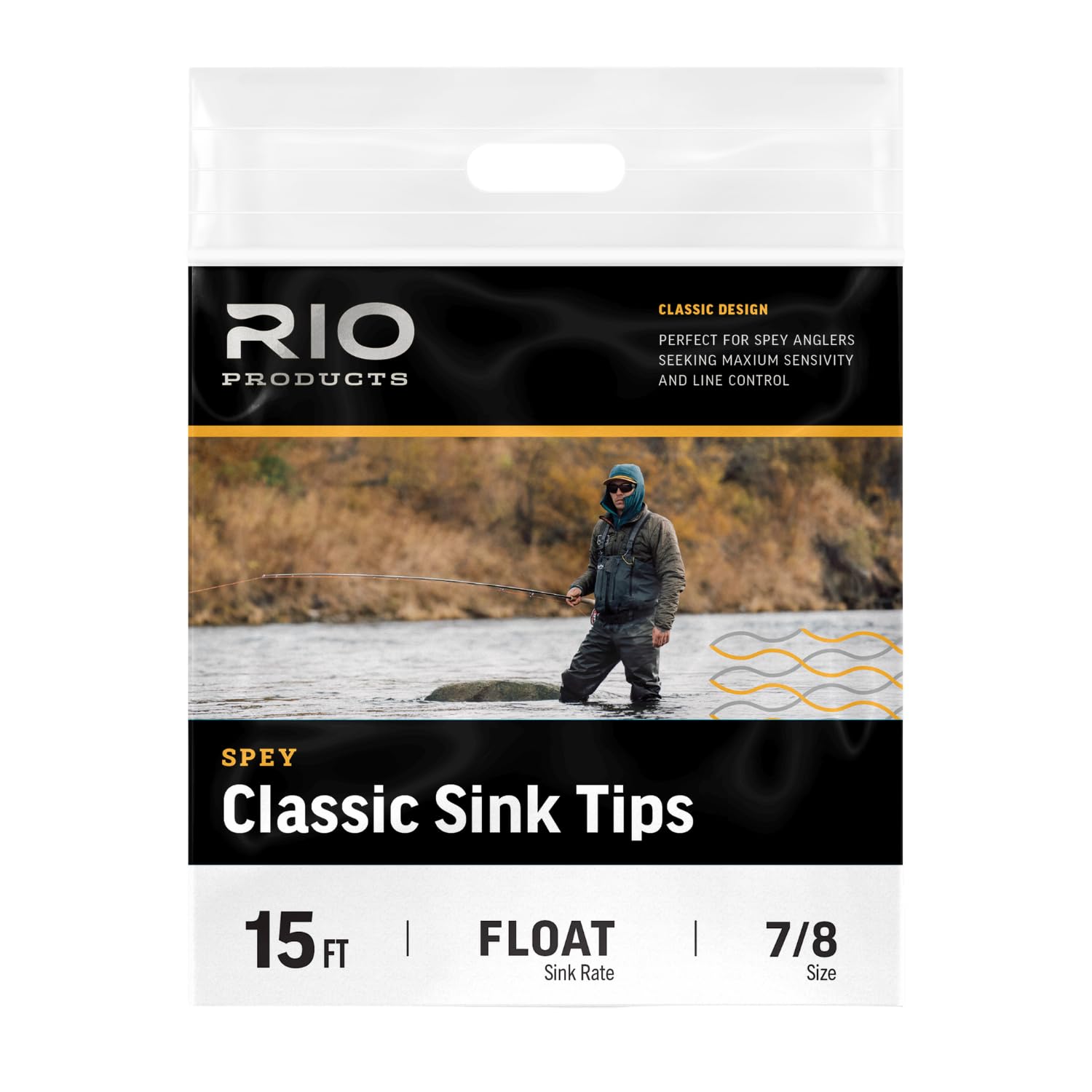 RIO Products Classic Sink Tip Leader, Spey Leader with Clear Intermediate Tip, Color-Coded Loops, Perfect for Scandi Setups & Controlled Swing Depth, 15ft
