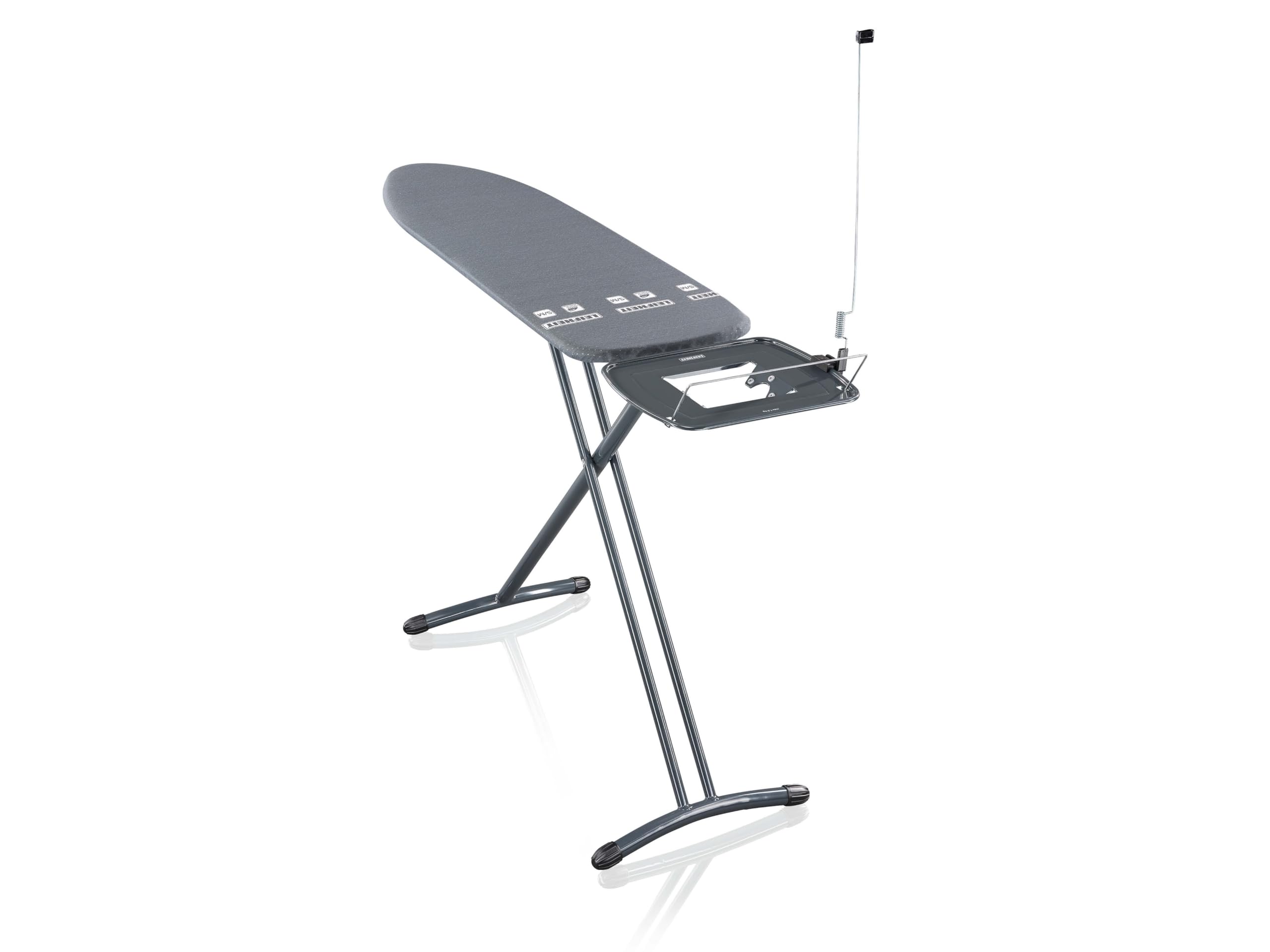 Leifheit Air Board Express M Black, Bügelbrett in stilvollem Design, 120 x 38 cm Bügelfläche, Bügeltisch geeignet für Dampfstationen, höhenverstellbar und platzsparend verstaubar, schwarz