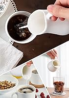 Vista 6 de Nucookery Crema de cerámica de 12 onzas con asa, jarra de leche de café blanco, soporte para crema de porcelana para salsas, ensalada, café, leche
