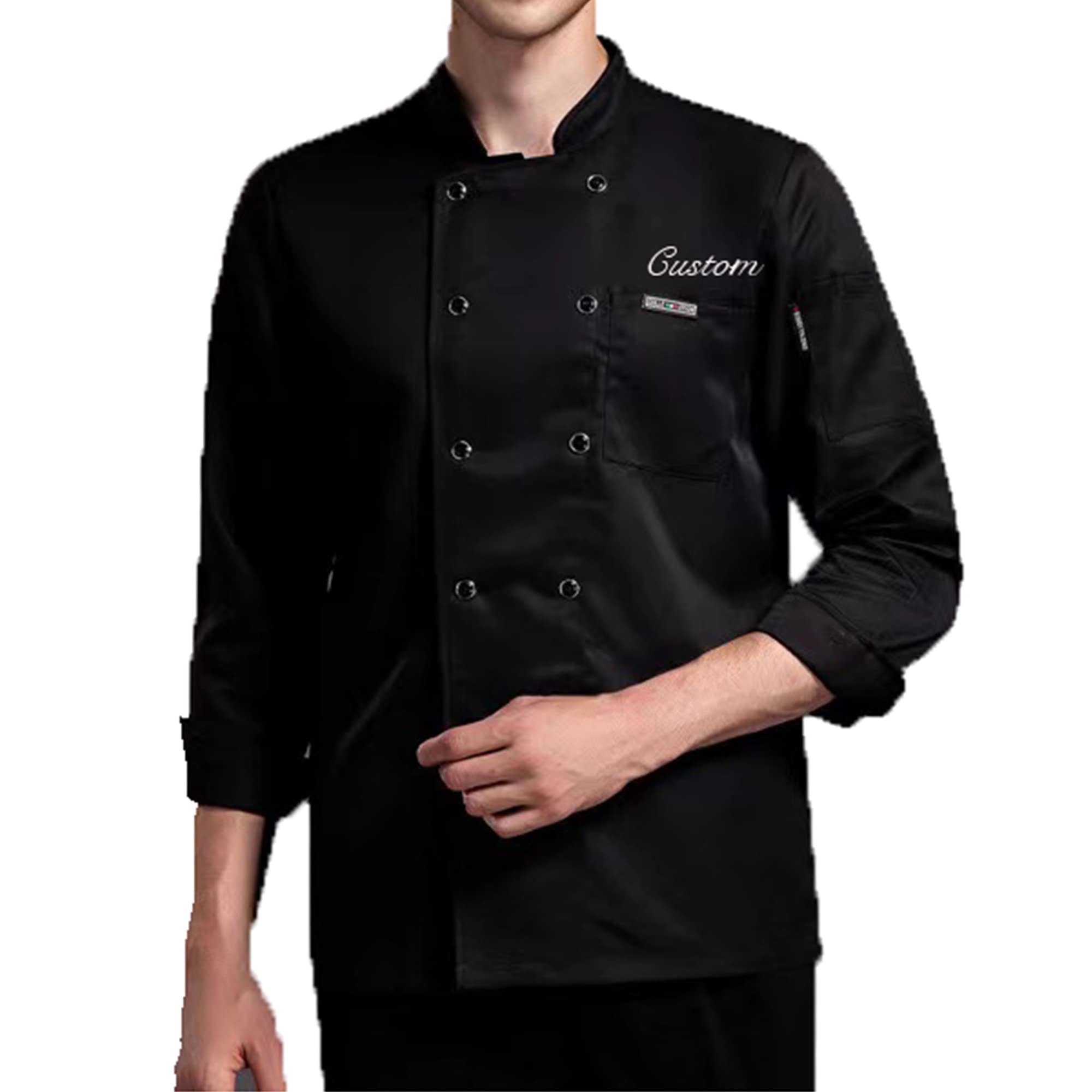 Zopmopae Personalized Chef Coat Long Sleeve Chef Shirt Custom Food Service Kitchen Uniform Chef Jacket for Men Women