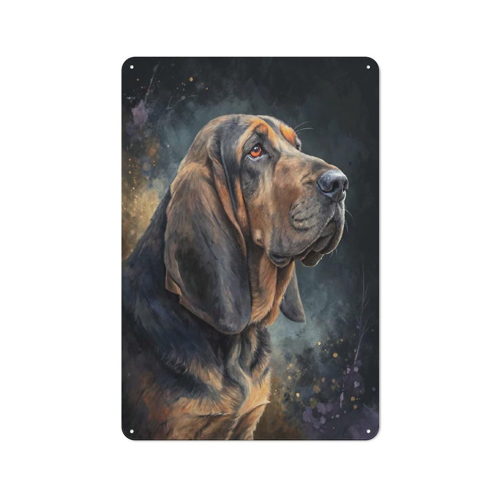 Junmoney Style-7 Bloodhound Portrait Painting Vintage Metal Sign 30X20cm For Lounge Or Reading Corner, For A Room Refresh Centred On Metal Wall Decor