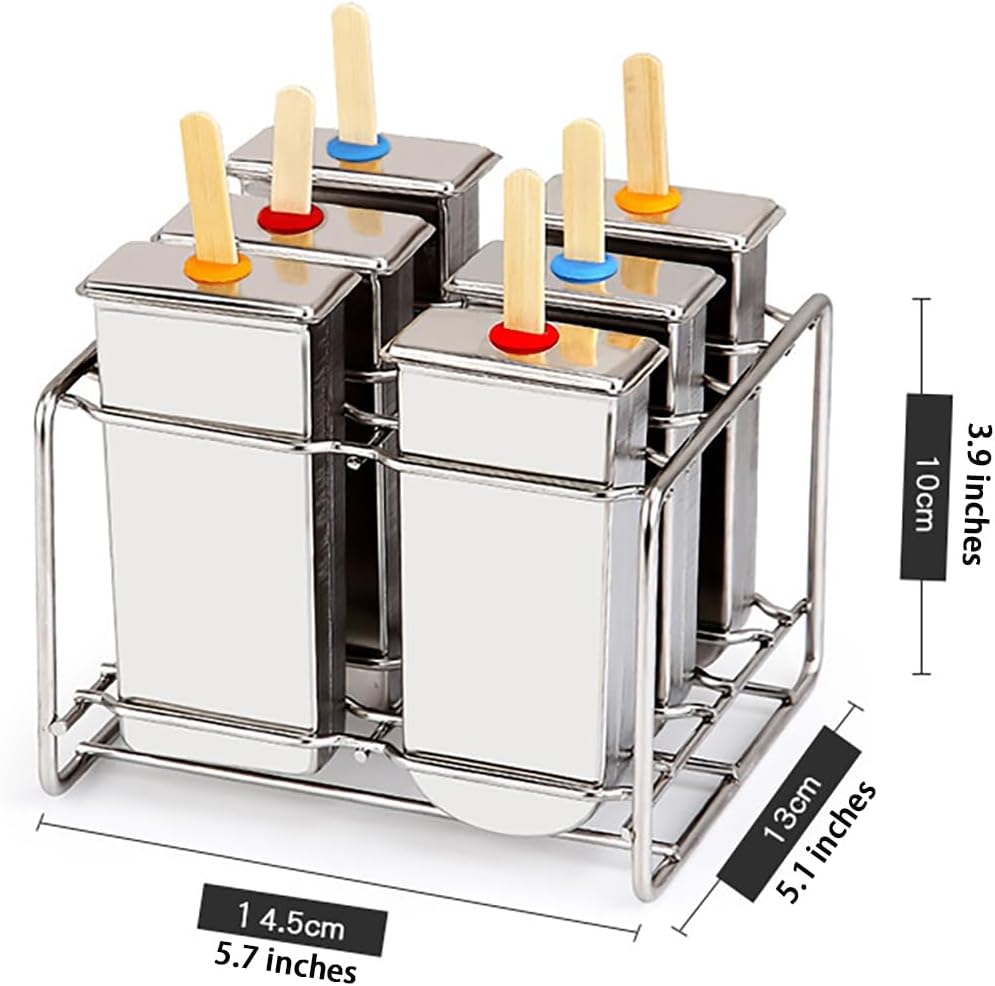 Stainless Steel Popsicle Molds Set,with Base and Bamboo Sticks – Quick Freezing Homemade Ice Pops and Ice Cream Shapes, for Treats