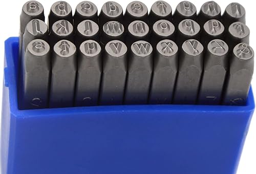 Vista 87 de Wokesi Kit de alfabeto de letras mayúsculas de 1/8" (3 mm) de altura, de acero, para timbre a mano, presión, para molde, código, etiqueta