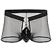 FYMNSI Herren Boxershort Transparent Netz Briefs Slip Metall Ring Retroshorts Männer Boxerbriefs Sexy Mesh Unterwäsche Durchsichtige Trunks Shorts Dessous Unterhosen Reizwäsche Nachtwäsche Schwarz