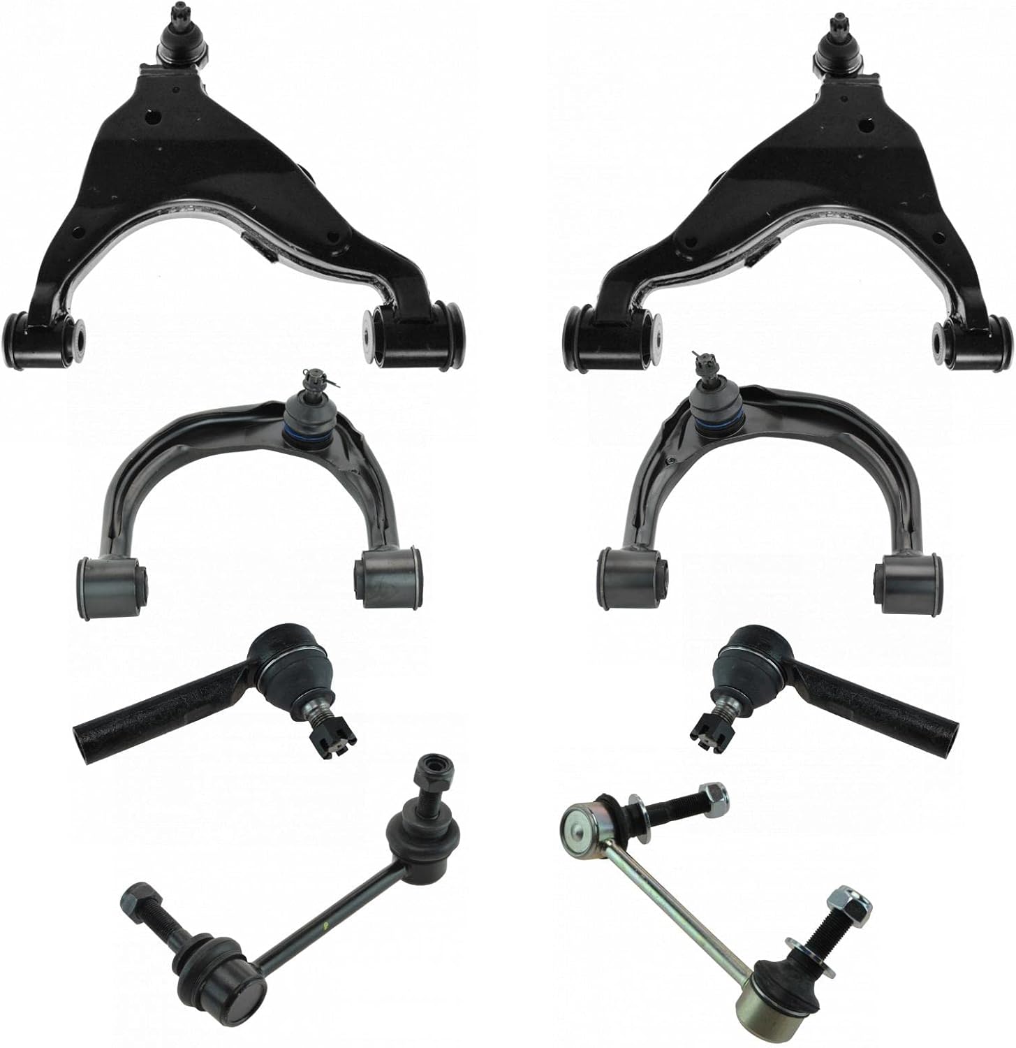 TRQ Front Steering & Suspension Kit Control Arm with Ball Joint Sway Bar Stabilizer Link Tie Rod Compatible with 2003-2009 Lexus GX470 Toyota 4Runner 2007-2009 FJ Cruiser