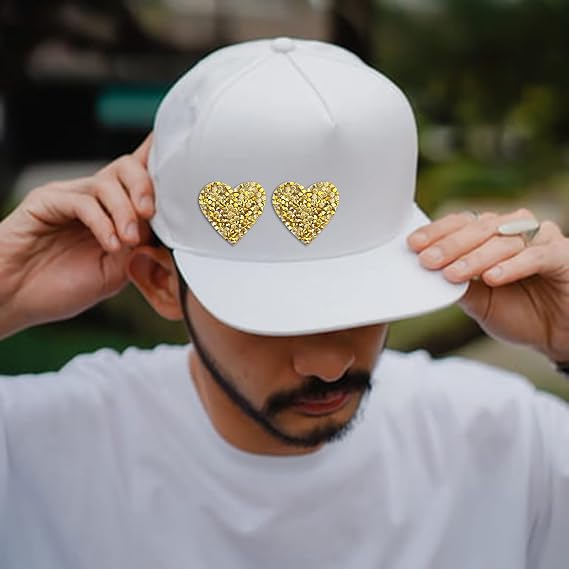 20 Piece Heart Rhinestone Patches Appliques Iron on Patches Gold Clothing Decoration Glitter Rhinestone Applique for DIY Craft Fabric,Jackets, Shirts,Clothing Repair,1.4x1.4inch