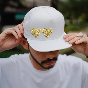 20 Piece Heart Rhinestone Patches Appliques Iron on Patches Gold Clothing Decoration Glitter Rhinestone Applique for DIY Craft Fabric,Jackets, Shirts,Clothing Repair,1.4x1.4inch