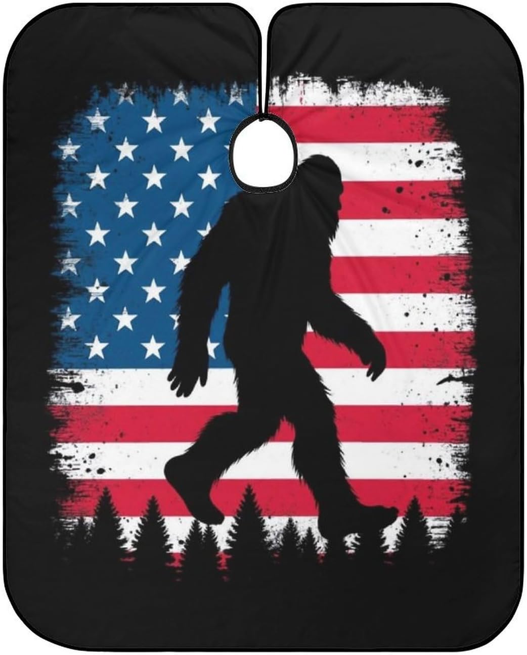 Men's Professional Hair Cutting Cape with Adjustable Closure Barber Cape Sasquatch USA American Flag