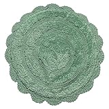 Chardin home Sage Green Crochet Bathrug,100% Cotton Round bathmat with artisanally Handcrafted Crochet Border, 24 Inch Diameter, Perfect for Half Baths, Powder Rooms, bathrooms