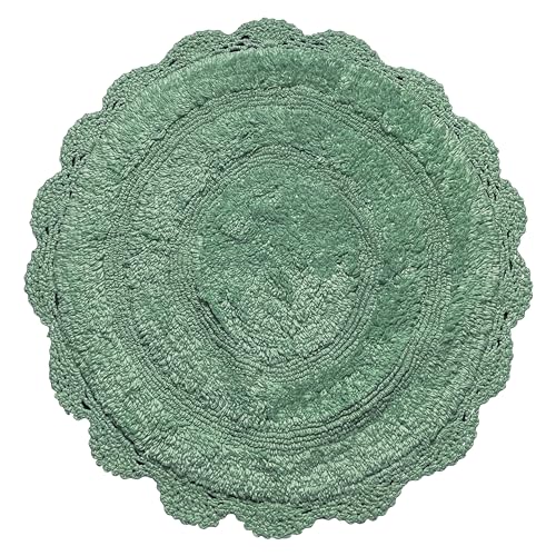 Chardin home Sage Green Crochet Bathrug,100% Cotton...