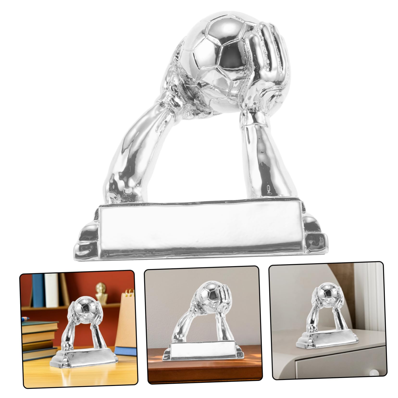 Fußball Handball Trophäe Torwart Pokal Stabilem Resin Kompakt Silberfarben Vielseitig für Meisterschaft und Schreibtisch Dekoration
