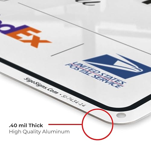 Vista 661 de Cartel de entrega del paquete, letrero de instrucciones de entrega, 10 x 7 pulgadas, aluminio 040 libre de óxido, resistente a la decoloración