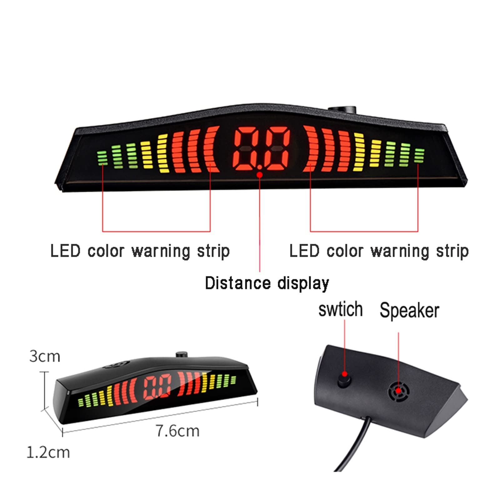 Radar De Recul Voiture Détecteur Voiture Parktronic Affichage LED Automatique 4 Pièces Kit Capteur Stationnement Moniteur Radar Secours Détecteur Voiture Radar Recul Capteur(Bleu)